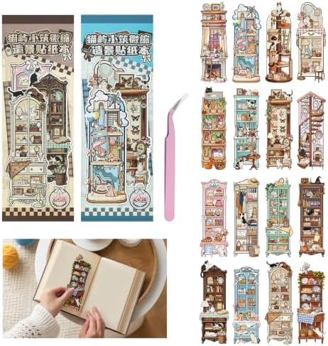 NOGAMOGA Cute Cat Scene Sticker Book for Kids & Adults Sticker Therapy