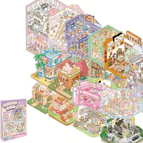 Pink Reusable 3D Scene Stickers for Kids