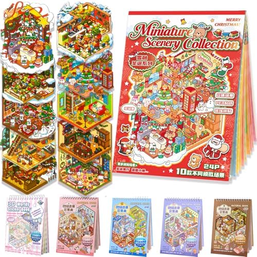Sticker Book Collection, 10 Sets DIY 3D Sticker Scenes