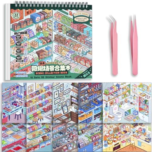 TELADO 10 Sets DIY 3D Sticker Scene Book for Kids Adults Cozy Room Sticker