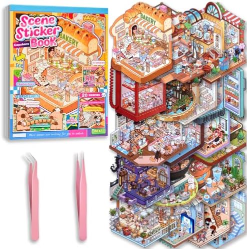 TELADO 20 Sets DIY 3D Sticker Scene Book for Kids Adults Cozy Room Sticker