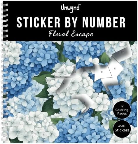 Unwynd Floral Sticker by Number Book for Adults