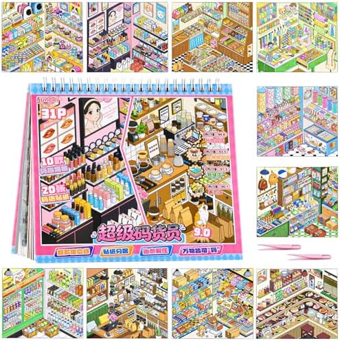 UTOUMON 10 Sets Big Size DIY 3D Scene Stickers Book
