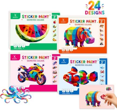 Xuoent Brain Games Sticker by Number, 4-Pack Sticker Activity Books