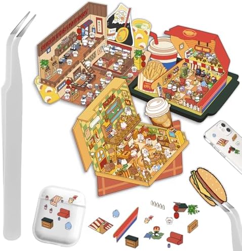 Yaozyety DIY 3D Stickers Scene, 3 Sets, Food Theme