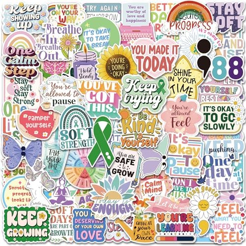 Yqskt 200PCS Mental Health Stickers, Positive Affirmation Vinyl Decals