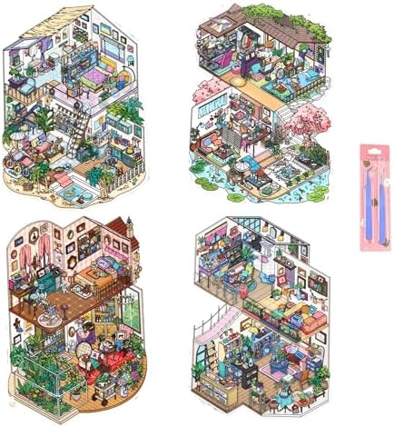 Zlineviy 3D Sticker Scene for Adults DIY 3D Room Miniature Scene Stickers Kit