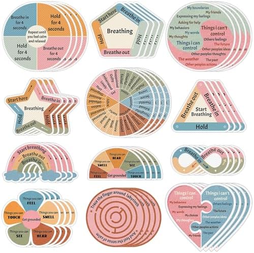ZOiiWA 48 Pcs Breath Calm Anxiety Sensory Stickers Reusable Mindfulness